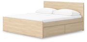 Onita Natural King Panel Platform Bed with 2 Side Storage - EB9632B24