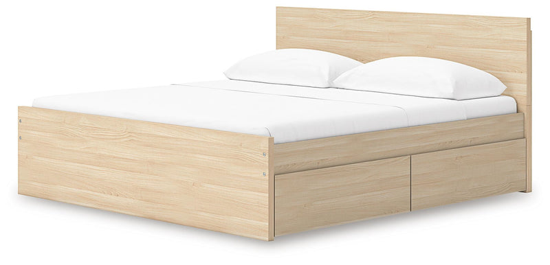 Onita Natural King Panel Platform Bed with 2 Side Storage - EB9632B24