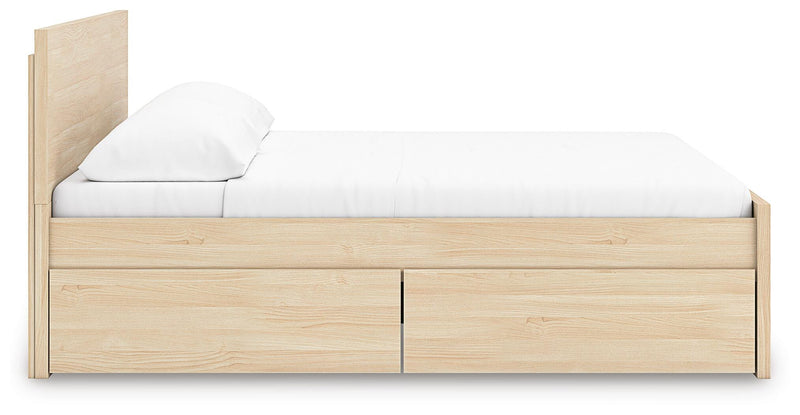Onita Natural King Panel Platform Bed with 2 Side Storage - EB9632B24