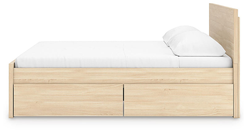 Onita Natural King Panel Platform Bed with 2 Side Storage - EB9632B24