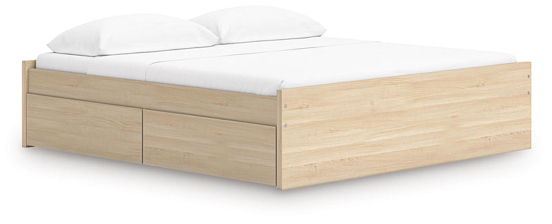 Onita Natural King Platform Bed with 1 Side Storage - EB9632B20