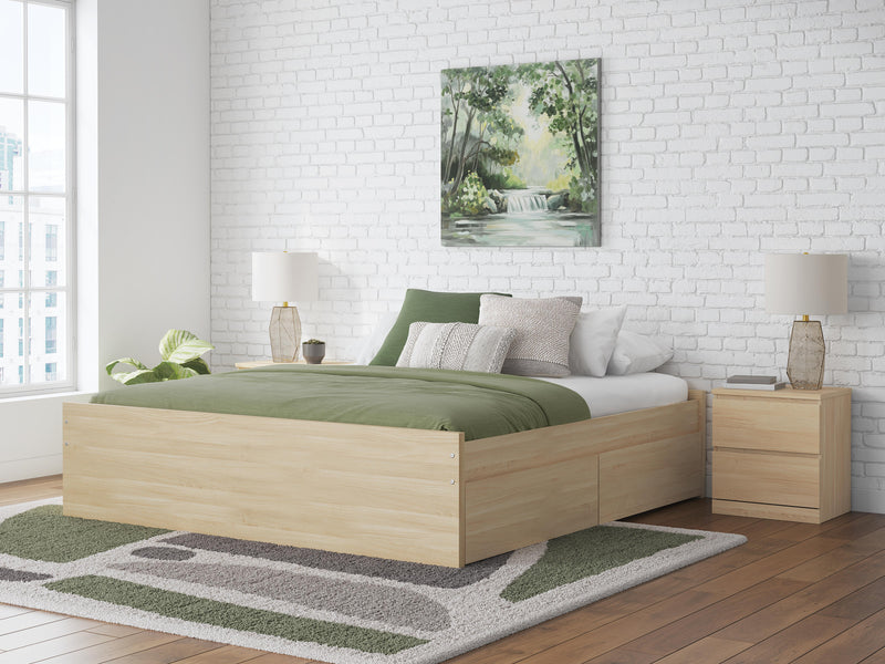 Onita Natural King Platform Bed with 2 Side Storage - EB9632B21