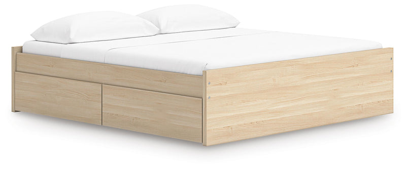 Onita Natural King Platform Bed with 2 Side Storage - EB9632B21