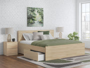 Onita Natural Queen Panel Platform Bed with 1 Side Storage - EB9632B12