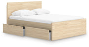 Onita Natural Queen Panel Platform Bed with 1 Side Storage - EB9632B12