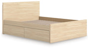Onita Natural Queen Panel Platform Bed with 1 Side Storage - EB9632B12