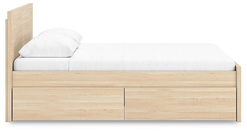 Onita Natural Queen Panel Platform Bed with 1 Side Storage - EB9632B12