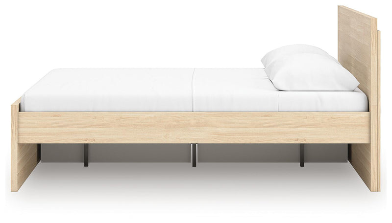 Onita Natural Queen Panel Platform Bed with 1 Side Storage - EB9632B12