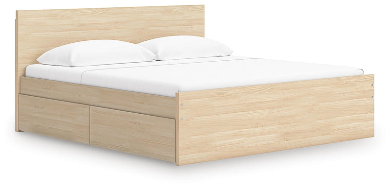 Onita Natural Queen Panel Platform Bed with 2 Side Storage - EB9632B18