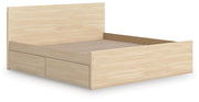 Onita Natural Queen Panel Platform Bed with 2 Side Storage - EB9632B18