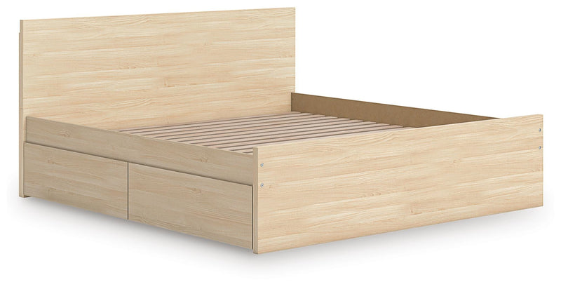 Onita Natural Queen Panel Platform Bed with 2 Side Storage - EB9632B18