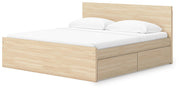 Onita Natural Queen Panel Platform Bed with 2 Side Storage - EB9632B18