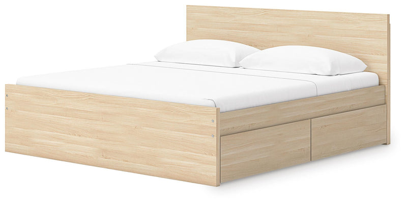 Onita Natural Queen Panel Platform Bed with 2 Side Storage - EB9632B18