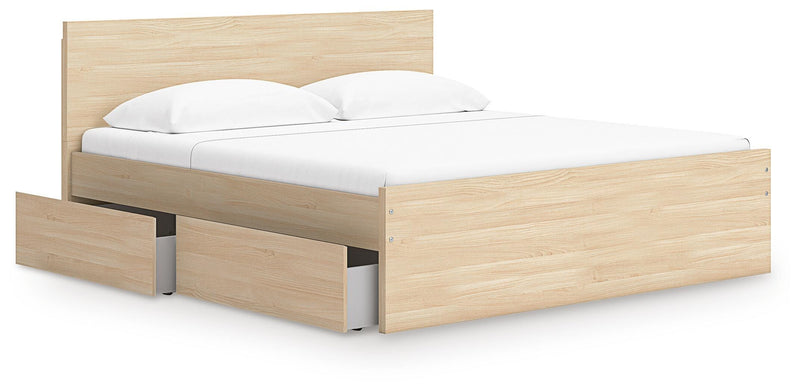 Onita Natural Queen Panel Platform Bed with 2 Side Storage - EB9632B18