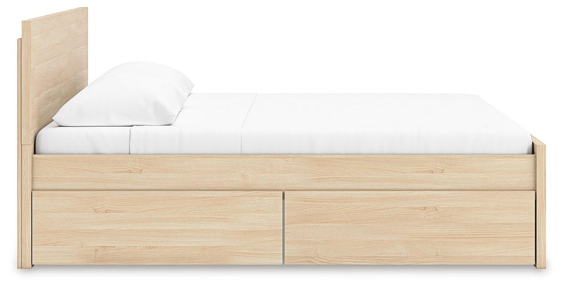 Onita Natural Queen Panel Platform Bed with 2 Side Storage - EB9632B18