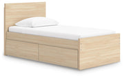 Onita Natural Twin Panel Platform Bed with 1 Side Storage - EB9632B10