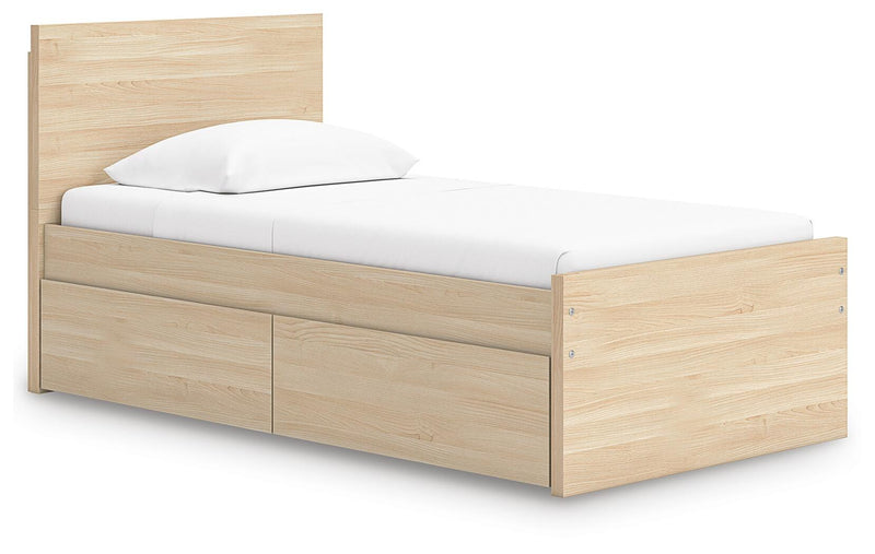 Onita Natural Twin Panel Platform Bed with 1 Side Storage - EB9632B10