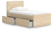 Onita Natural Twin Panel Platform Bed with 1 Side Storage - EB9632B10