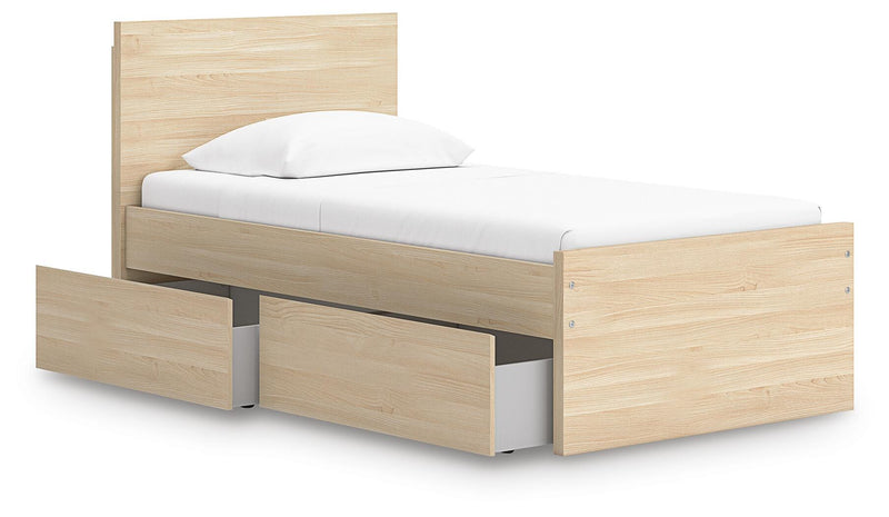 Onita Natural Twin Panel Platform Bed with 1 Side Storage - EB9632B10