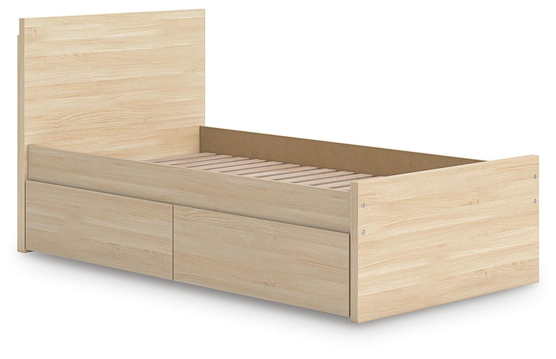 Onita Natural Twin Panel Platform Bed with 1 Side Storage - EB9632B10