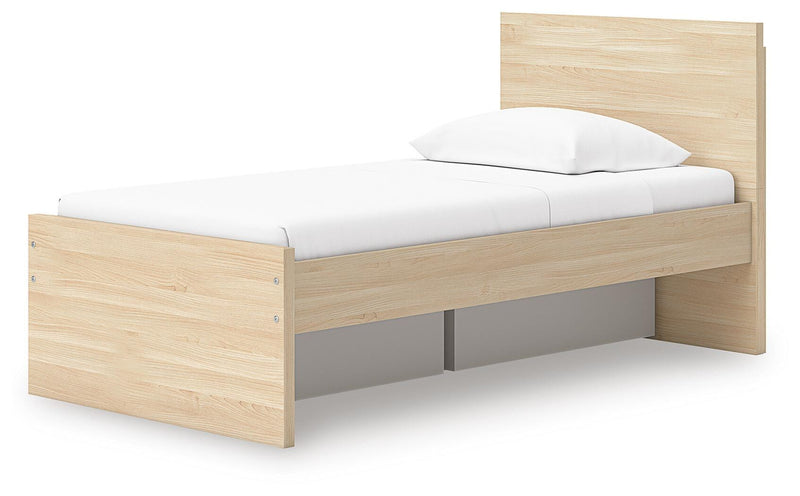 Onita Natural Twin Panel Platform Bed with 1 Side Storage - EB9632B10