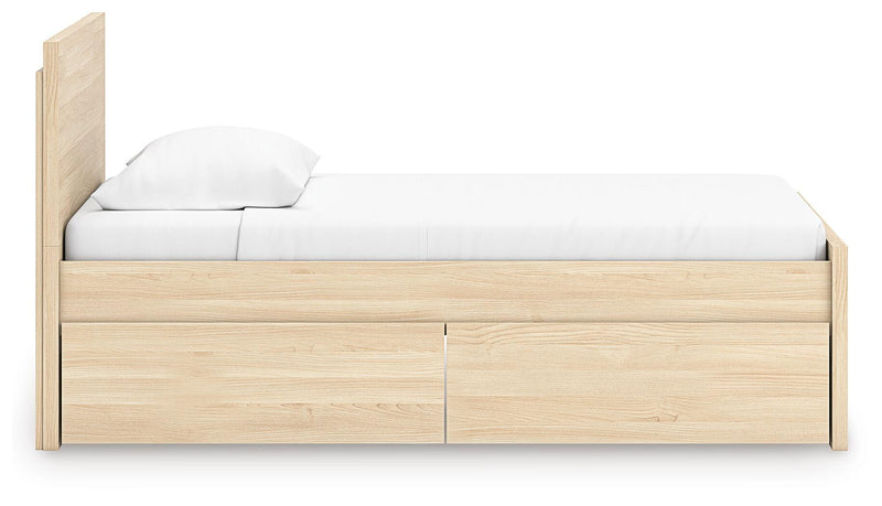 Onita Natural Twin Panel Platform Bed with 1 Side Storage - EB9632B10