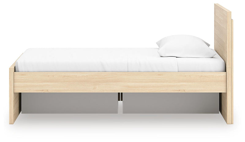 Onita Natural Twin Panel Platform Bed with 1 Side Storage - EB9632B10