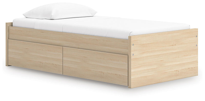 Onita Natural Twin Platform Bed with 1 Side Storage - EB9632B7