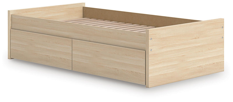 Onita Natural Twin Platform Bed with 1 Side Storage - EB9632B7