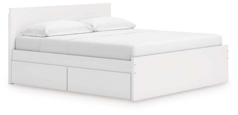 Onita White King Panel Platform Bed with 2 Side Storage - EB9630B21