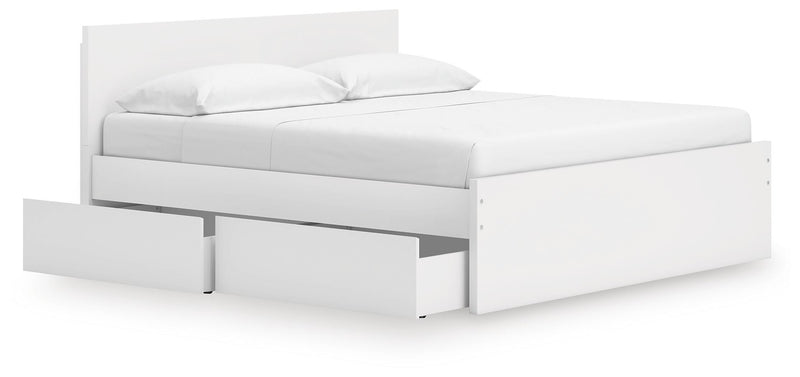 Onita White King Panel Platform Bed with 2 Side Storage - EB9630B21