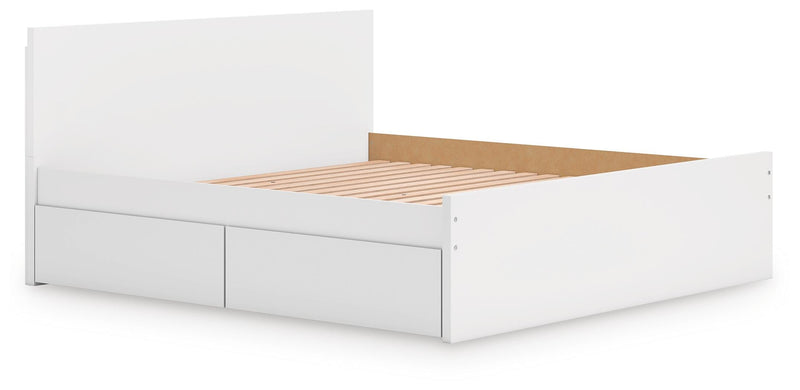 Onita White King Panel Platform Bed with 2 Side Storage - EB9630B21