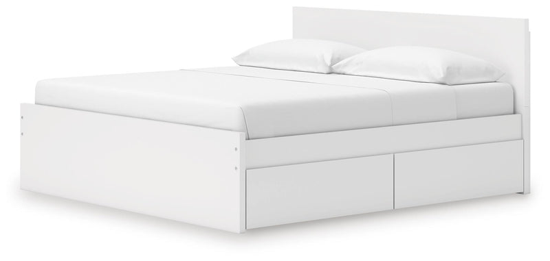Onita White King Panel Platform Bed with 2 Side Storage - EB9630B21
