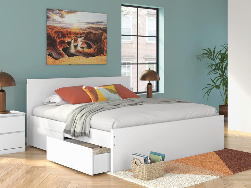 Onita White King Panel Platform Bed with Storage - EB9630B20