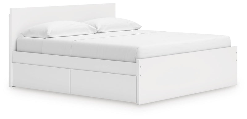 Onita White King Panel Platform Bed with Storage - EB9630B20