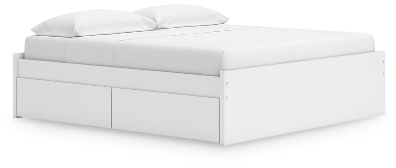 Onita White King Platform Bed with 1 Side Storage - EB9630B23