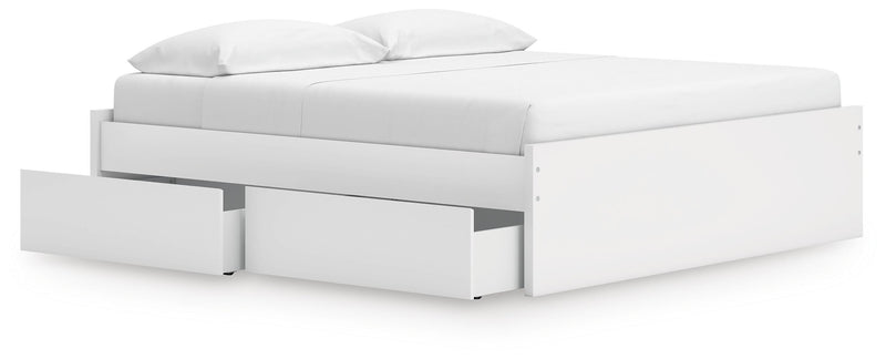 Onita White King Platform Bed with 1 Side Storage - EB9630B23
