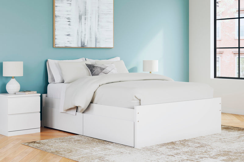 Onita White Queen Platform Bed with 1 Side Storage - EB9630B22
