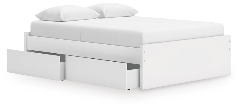 Onita White Queen Platform Bed with 1 Side Storage - EB9630B22