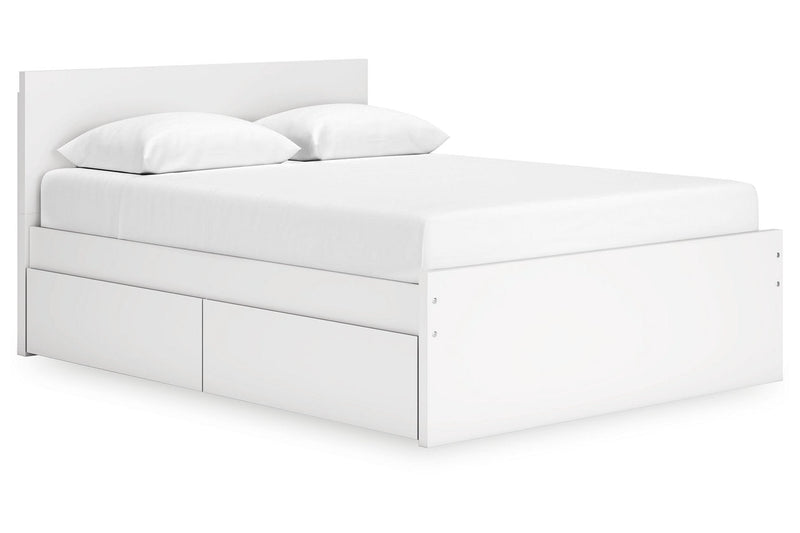 Onita White Queen Platform Bed with 1 Side Storage - Gate FurnitureQueen Bed