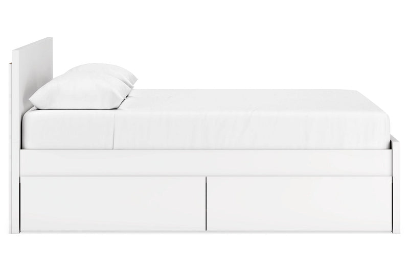 Onita White Queen Platform Bed with 1 Side Storage - Gate FurnitureQueen Bed
