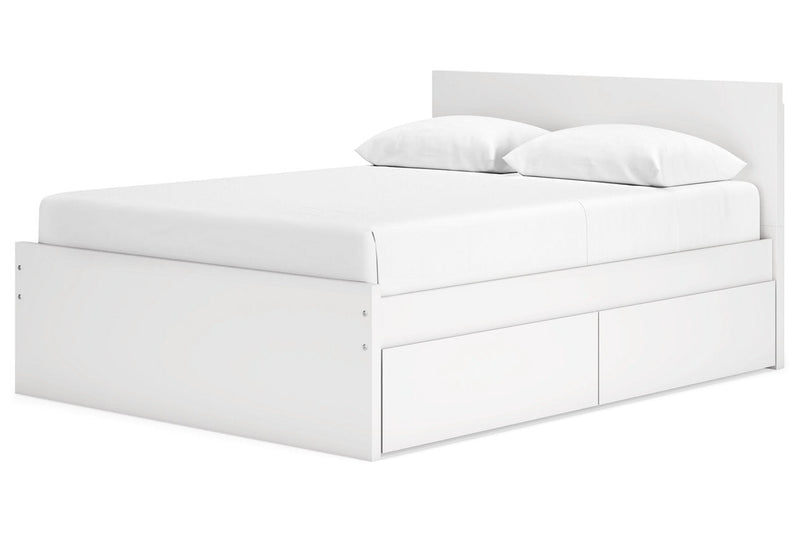 Onita White Queen Platform Bed with 2 Side Storage - Gate FurnitureQueen Bed