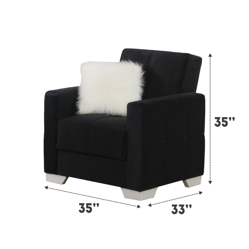 Ontario 35 in. Convertible Sleeper Chair in Black with Storage - Gate FurnitureLiving Room Chair