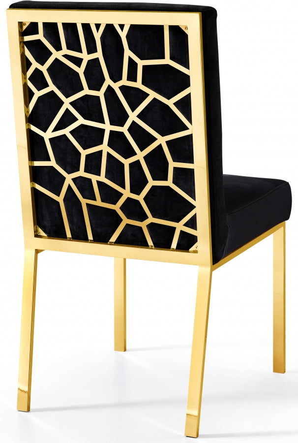 Opal Velvet Upholstered Dining Chair in Black, Set of 2 - 737Black-C
