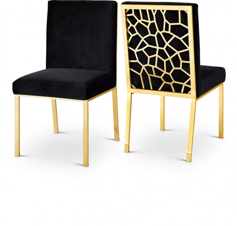 Opal Velvet Upholstered Dining Chair in Black, Set of 2 - 737Black-C
