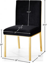 Opal Velvet Upholstered Dining Chair in Black, Set of 2 - 737Black-C