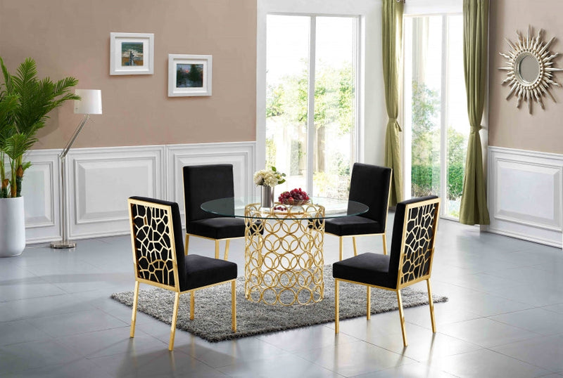Opal Velvet Upholstered Dining Chair in Black, Set of 2 - 737Black-C