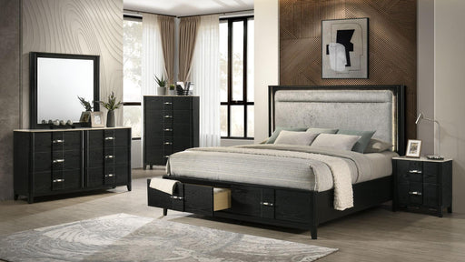 Opel Queen 4 Pc Bedroom Set in Black - Opel Queen 4 Pc Bedroom Set in Black