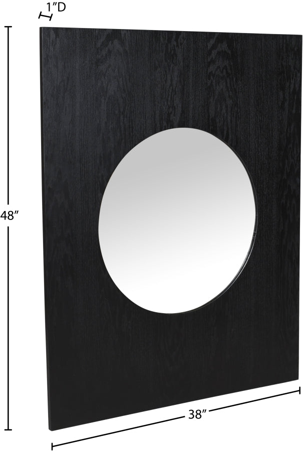 Optic Oak Wood Frame Mirror in Black - 66085Black-M