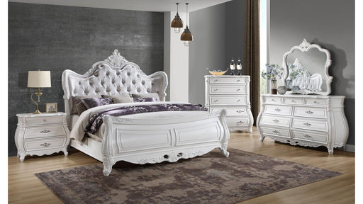 Opulence Queen 4 Pc Bedroom Set in White - Opulence Queen 4 Pc Bedroom Set in White